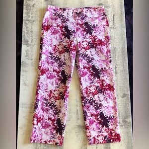 BCBG MAXAZRIA Pink Purple‎ Red Floral Capri Cropped Pants Size 10 Spring Summer